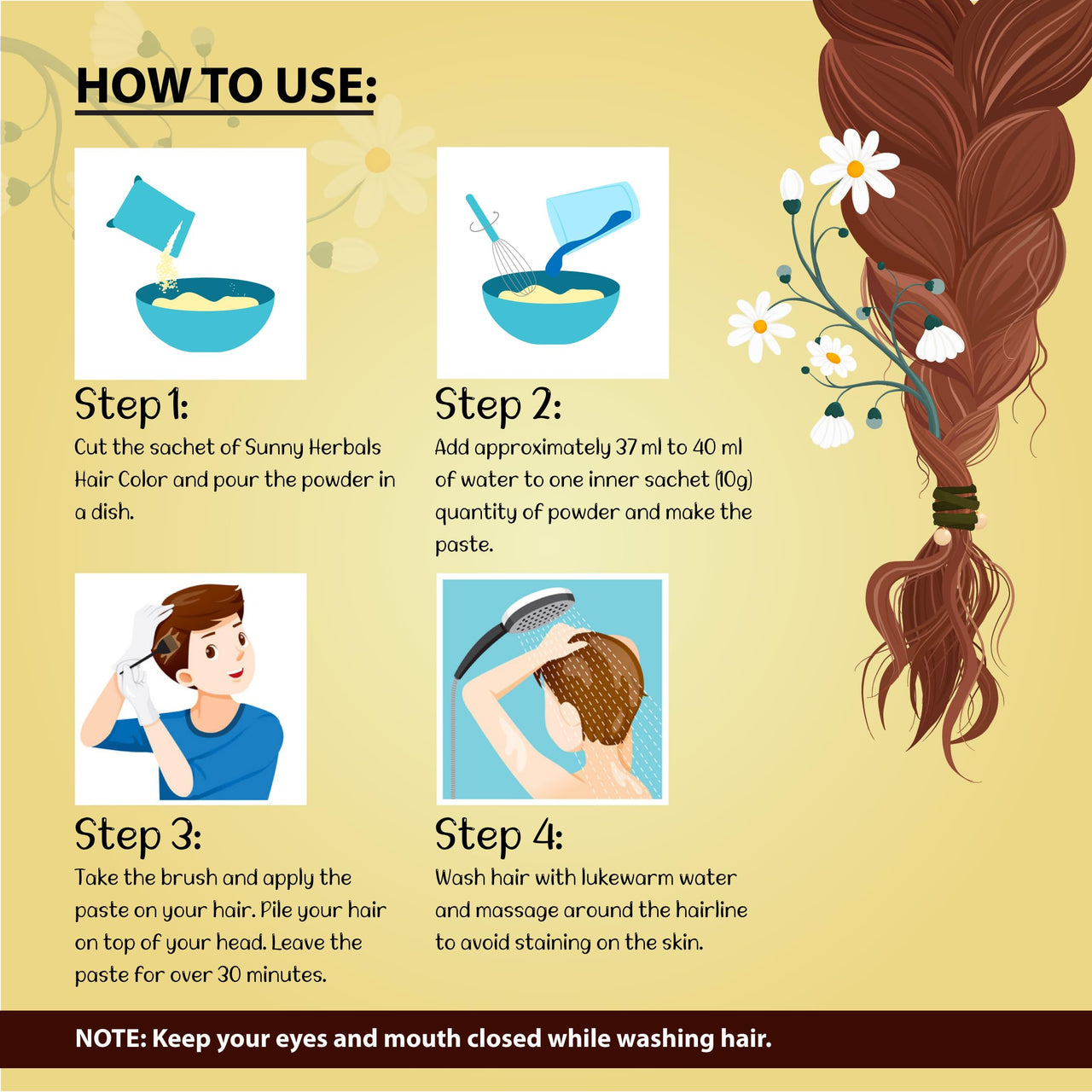 Sunny Herbals Hair Color Dark Brown With Unique Blend of Henna, Amla, Shikakai & Bhringraj Herbs | Penetrates Every Strand and Colors From Root To Tip | Ammonia Free | Unisex Hair Color For All Hair Type, (Pack of 12)