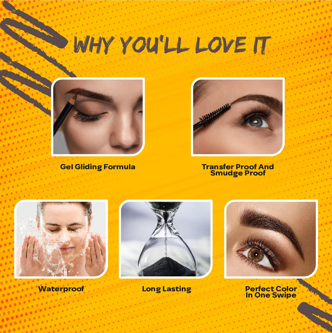 FACES CANADA Ultime Pro Eyebrow Defining Pencil - Dark Brown 02, 1.2 g | Gel Gliding, Long Lasting Color Pay Off | Natural Looking Brows | With Spoolie Brush | Waterproof, Transferproof & Smudgeproof