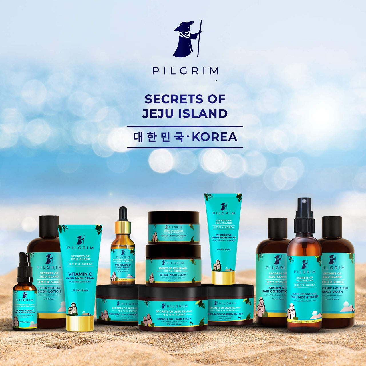 Pilgrim Korean Anti-Frizz Hair Care Set With Sulphate Free Shampoo & Argan Oil Conditioner 200ml Each - FREE Jute Kit Bag | Silky Smooth Hair for Women and Men