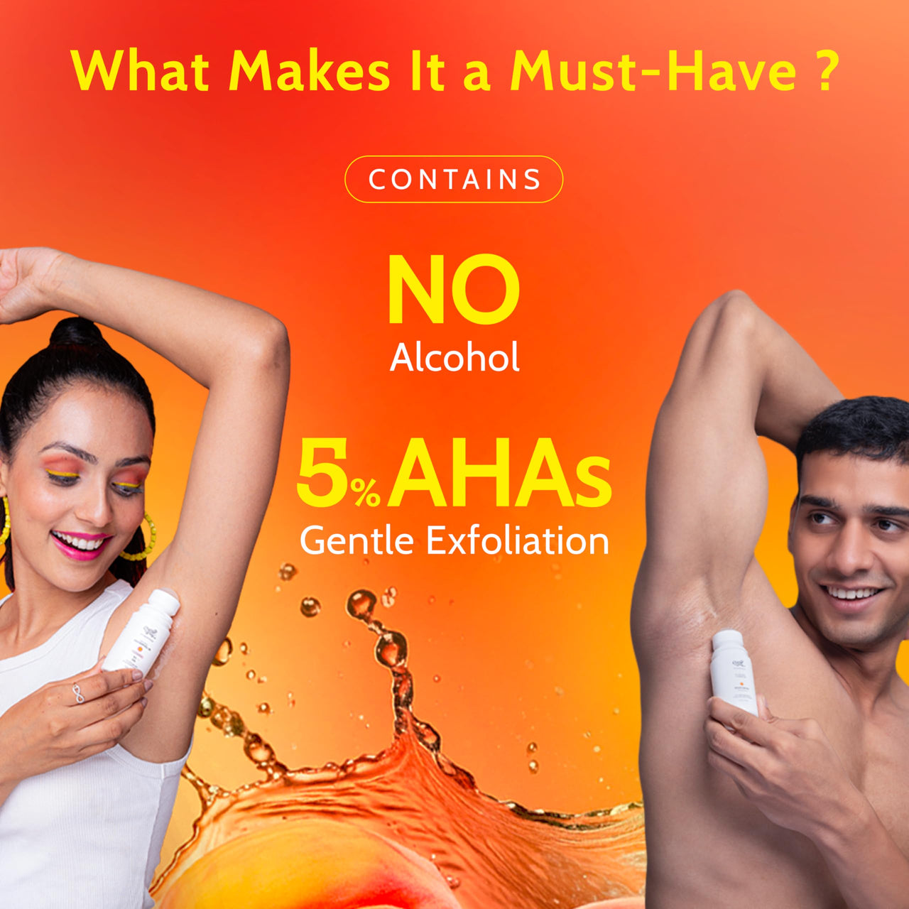 Chemist at Play UnderArm Roll-On with 5% AHA, Lactic Acid & 1% Mandelic Acid | Prevents Body Odour, Brightens Skin & Exfoliates Underarm | Fades Pigmentation & Kills Bacteria | For Sensitive Skin | Peach Fragrance | Alcohol Free - 40ml