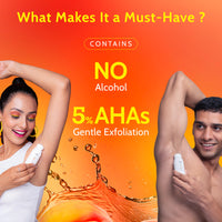 Chemist at Play UnderArm Roll-On with 5% AHA, Lactic Acid & 1% Mandelic Acid | Prevents Body Odour, Brightens Skin & Exfoliates Underarm | Fades Pigmentation & Kills Bacteria | For Sensitive Skin | Peach Fragrance | Alcohol Free - 40ml