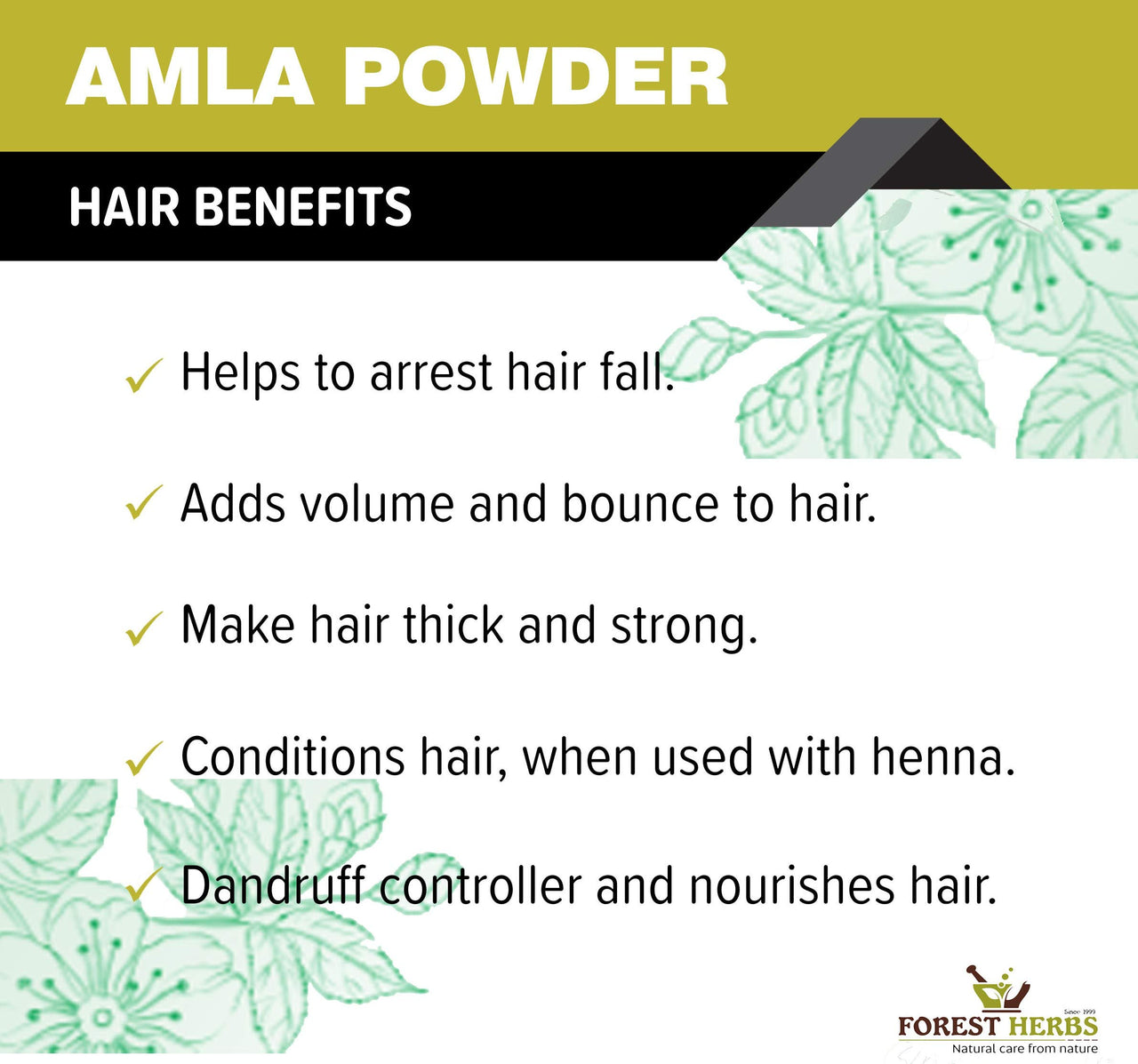 The Forest Herbs Natural Care From Nature Pure Amla Powder For Hair Growth (250 Grams) | Ideal for Hair, Eating, Drinking & Skin