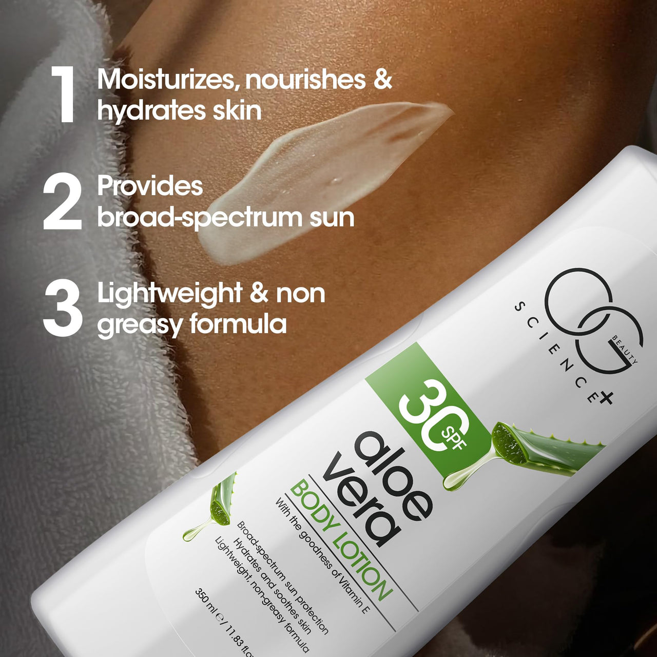 OG Beauty Science+ SPF 30 Body Lotion | Hydrating & Nourishing Formula with Aloe Vera, Vitamin E & Glycerine | Broad-Spectrum Sun Protection | Lightweight, Non-Greasy Moisturizer for All Skin Types – 350ml