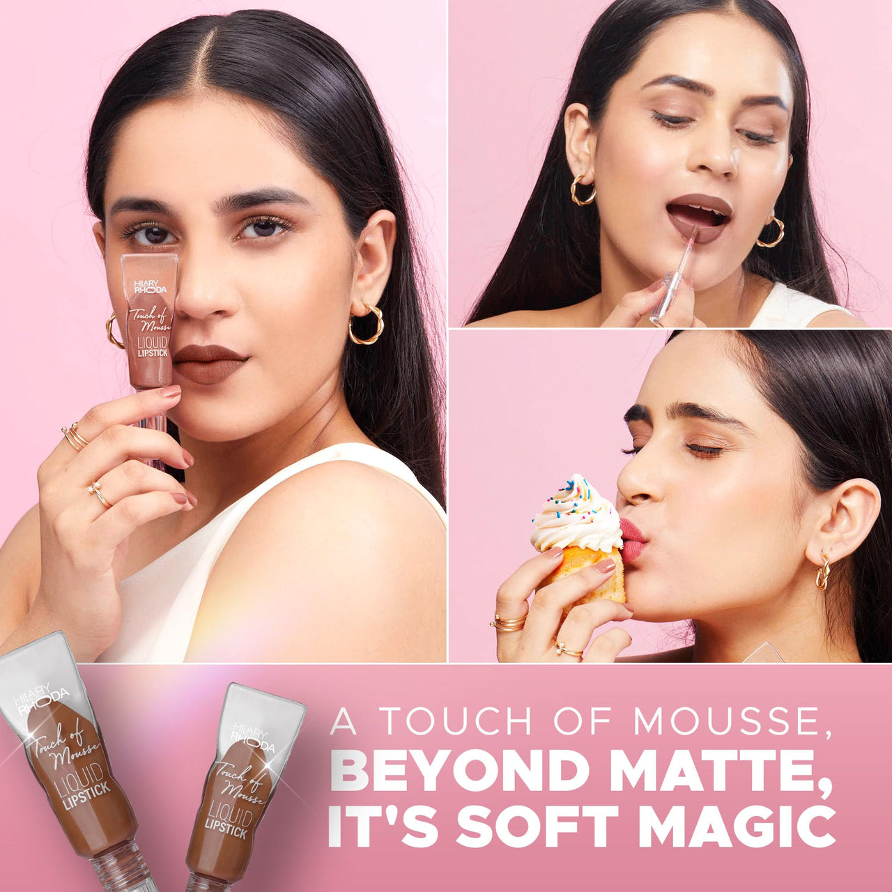 Hilary Rhoda Touch Of Mousse Lipstick | Matte Finish & Long Lasting | Infused with Vitamin E | Weightless & Liquid Lipstick with Mousse Finish | Smudge & Water Proof | Vegan - 5ml (My Forever - Shade 01)