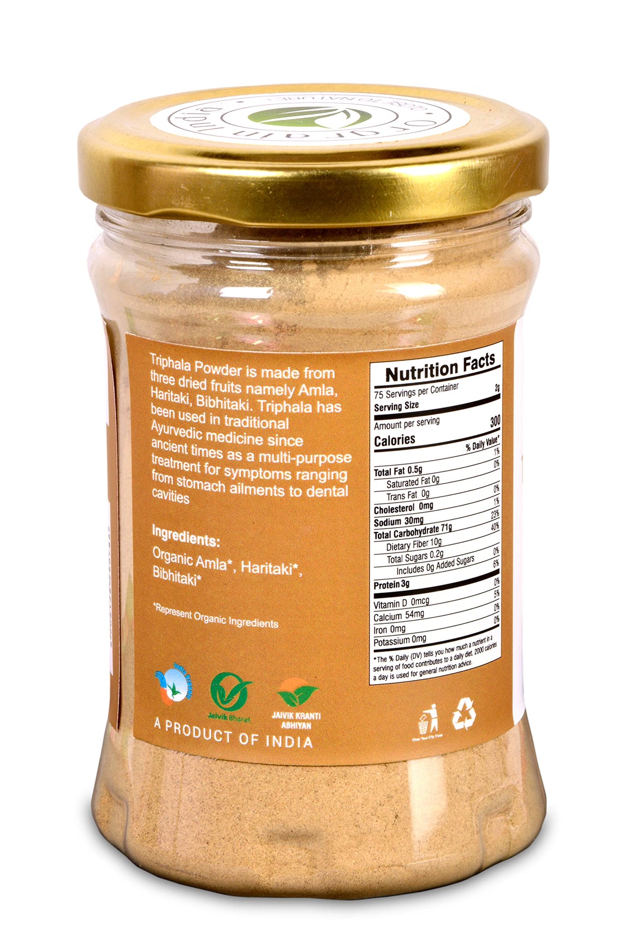 Orgrain India Organic Triphala Powder 150g | Supports Bowel Wellness & Healthy Gut, Helps to Boost Immunity & Useful for Digestion