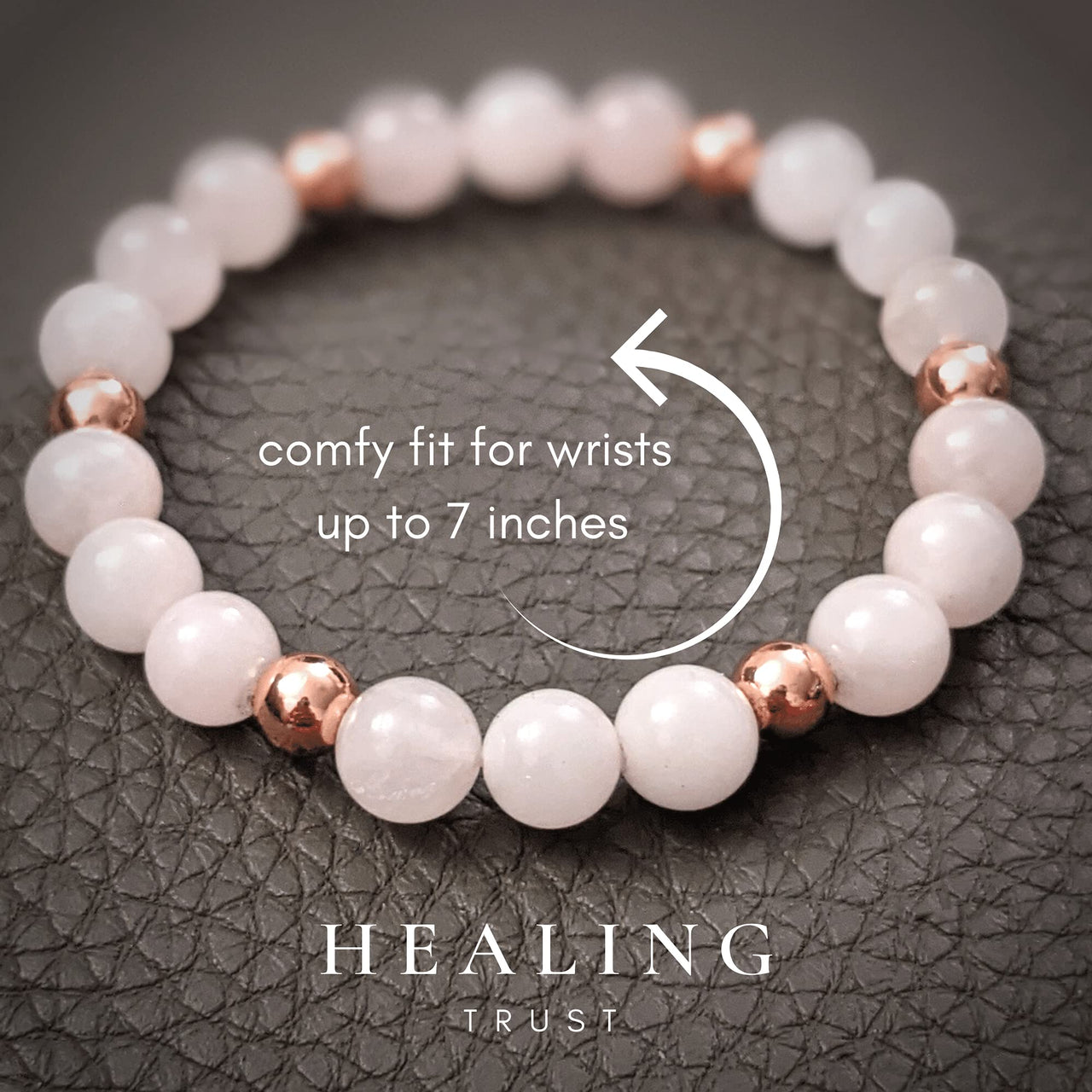 [Healing Trust] Rose Quartz Bracelet for Women for Love Attraction, Healing Bracelets for Women, Healing Crystal Jewelry, Rose Colored Ball Spacers, Healing Heart Chakra, Rose Quartz Fertility Gifts for Women, Love Bracelet, Crystal healing bracelet, R...