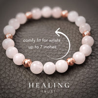 [Healing Trust] Rose Quartz Bracelet for Women for Love Attraction, Healing Bracelets for Women, Healing Crystal Jewelry, Rose Colored Ball Spacers, Healing Heart Chakra, Rose Quartz Fertility Gifts for Women, Love Bracelet, Crystal healing bracelet, R...