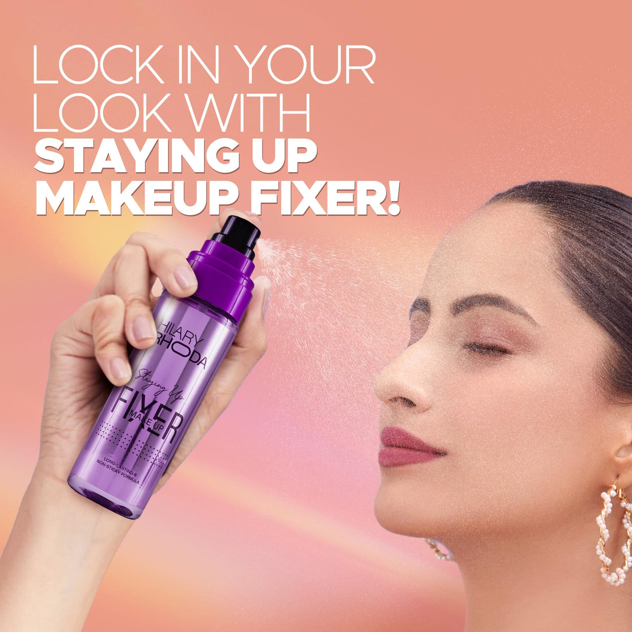 Hilary Rhoda Staying Up Makeup Fixer | Infused with Niacinamide | Hydrating & Refreshing Setting Spray | Smudge-Proof Makeup Fixer | Waterproof & Non-Sticky Formula | 105ml