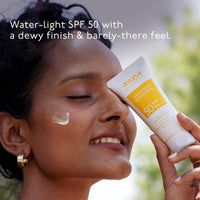 Asaya Aqua Dew Sunscreen SPF 50 PA+++ | UVA/B Light Protection | Blue Light Protect | Dewy | With Rice Extract | No White Cast | Prevents Tanning | Ultra Light Water Sunscreen | Water & Sweat Resistant | Fragrance-Free | For Even Toned & Glowing Skin | Fo
