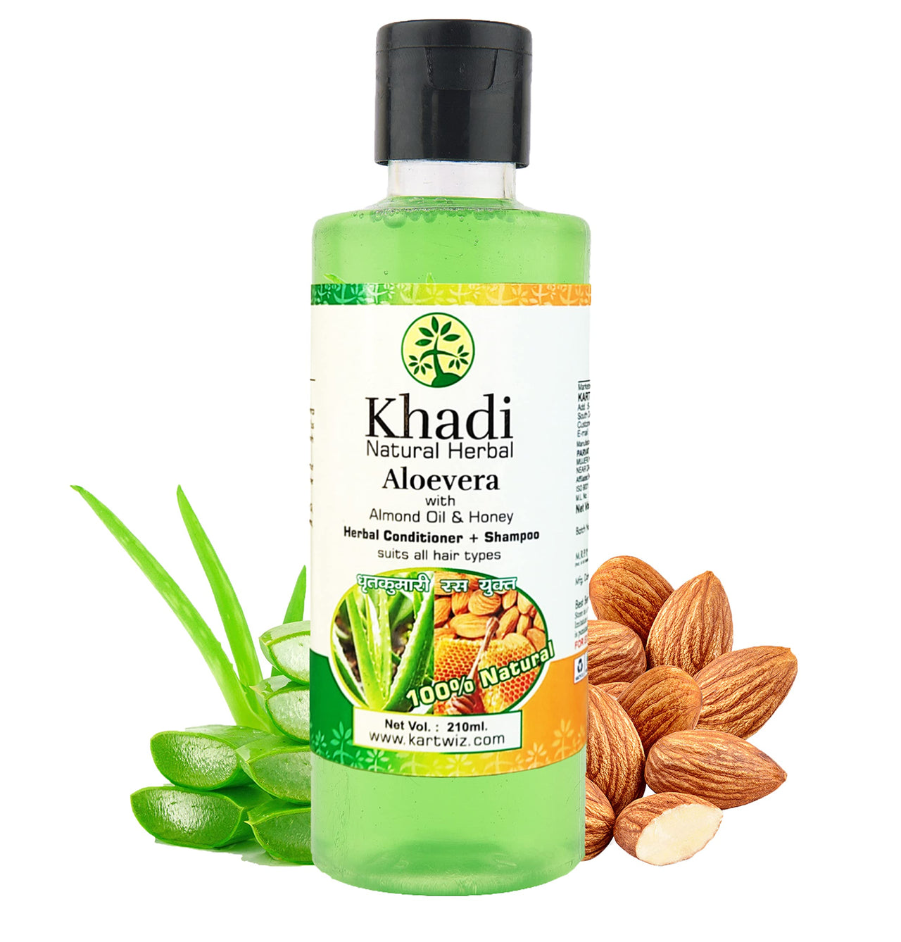 Khadi Natural Herbal Aloevera Shampoo, Green, 840 ml, 4 Count