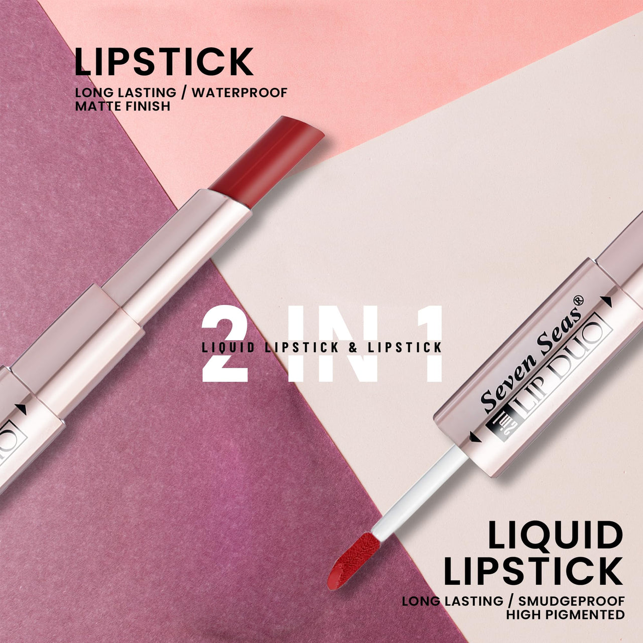 Seven Seas Lip Duo 2 In 1 Lipstick Matte Finish 2-in-1 Duo Liquid Lipstick with Matte Finish and Moisturizing Gloss (Roof Terracotta, 7ML)