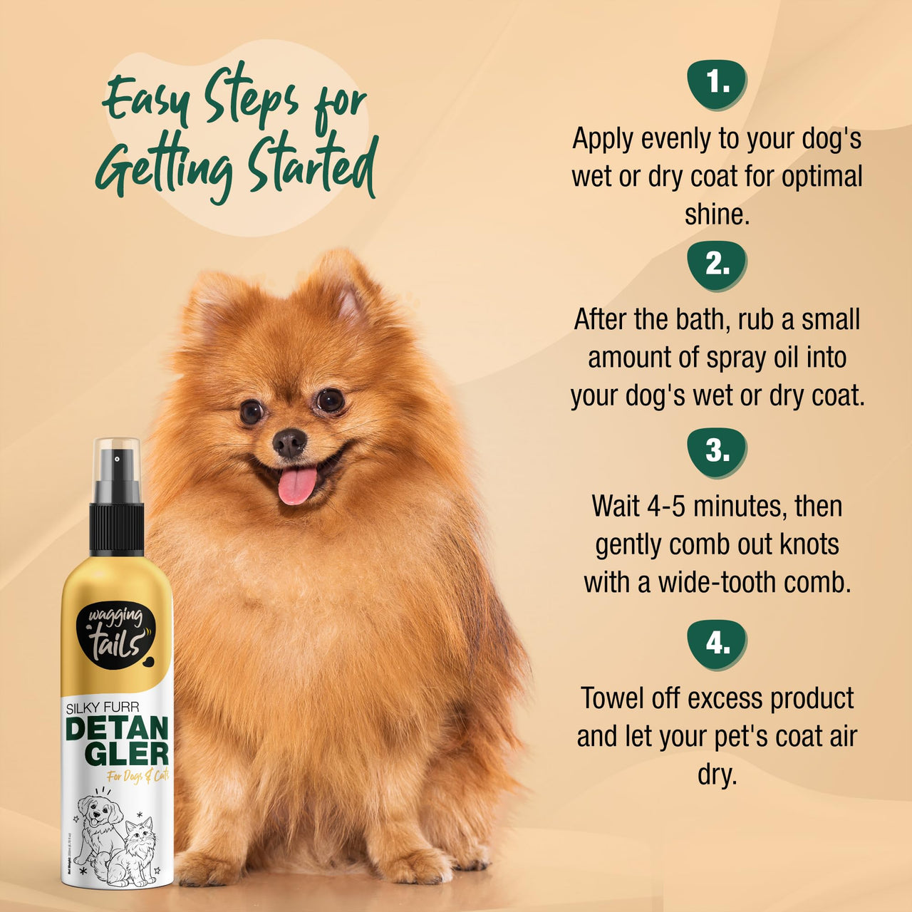 Wagging Tails Silky Furr Detangler 200ml for Dogs & Cats | Removes Knots, Tangles & Dematting | Promotes Silky, Shiny Coat | Maintains Coat Health | Improves Appearance | Easy to Use