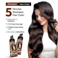 VCare Hair Colour Shampoo for Men and Women, 180ml, Deep Brown | No Ammonia | Long Lasting Hair Color | 100% Grey Coverage | Easy To Use Hair Colour At Home