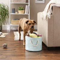 Bone Dry Pet Storage Collection Paw and Bone Print, Small Round, 9x12x12, Aqua Trellis Small Round, 9x12x12