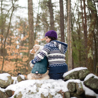 Kurgo Loft Dog Jacket, Reversible Dog Coat, Wear with Harness or Sweater, Water Resistant, Reflective, Winter Coat For Small Dogs (Ink Blue, XS) Extra Small Ink Blue/Seaglass