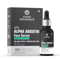 Khadi Organique Alpha Arbutin 2% + Hyaluronic Acid 1% Face Serum for Pigmentation & Dark Spots, Anti-pigmentation, Blemishes, Acne Marks & Tanning For Men & Women, 30Ml