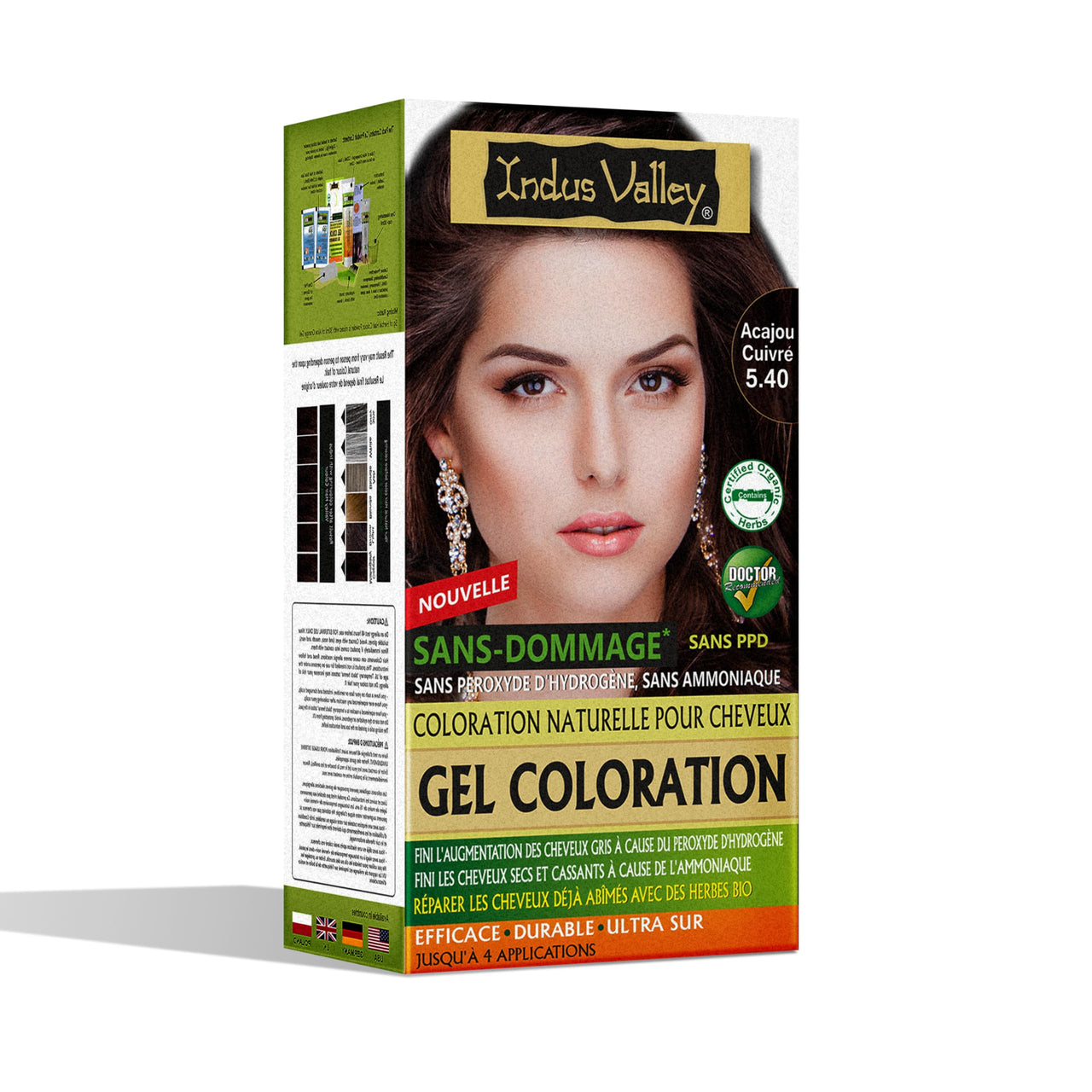 INDUS VALLEY Damage Free Natural Gel Hair Colour for Women | Ammonia & PPD Free Organic Hair Colour with 100% Grey Coverage, Long Lasting Conditioning Hair Color | Copper Mahogany 5.40-220 ml