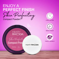 Hilary Rhoda Skin Perfecting Compact Powder | Oil Control & Matte Finish | Buildable Coverage | Blends Easily | Hides Imperfections | 6g (Vanilla Creme | Shade 01)