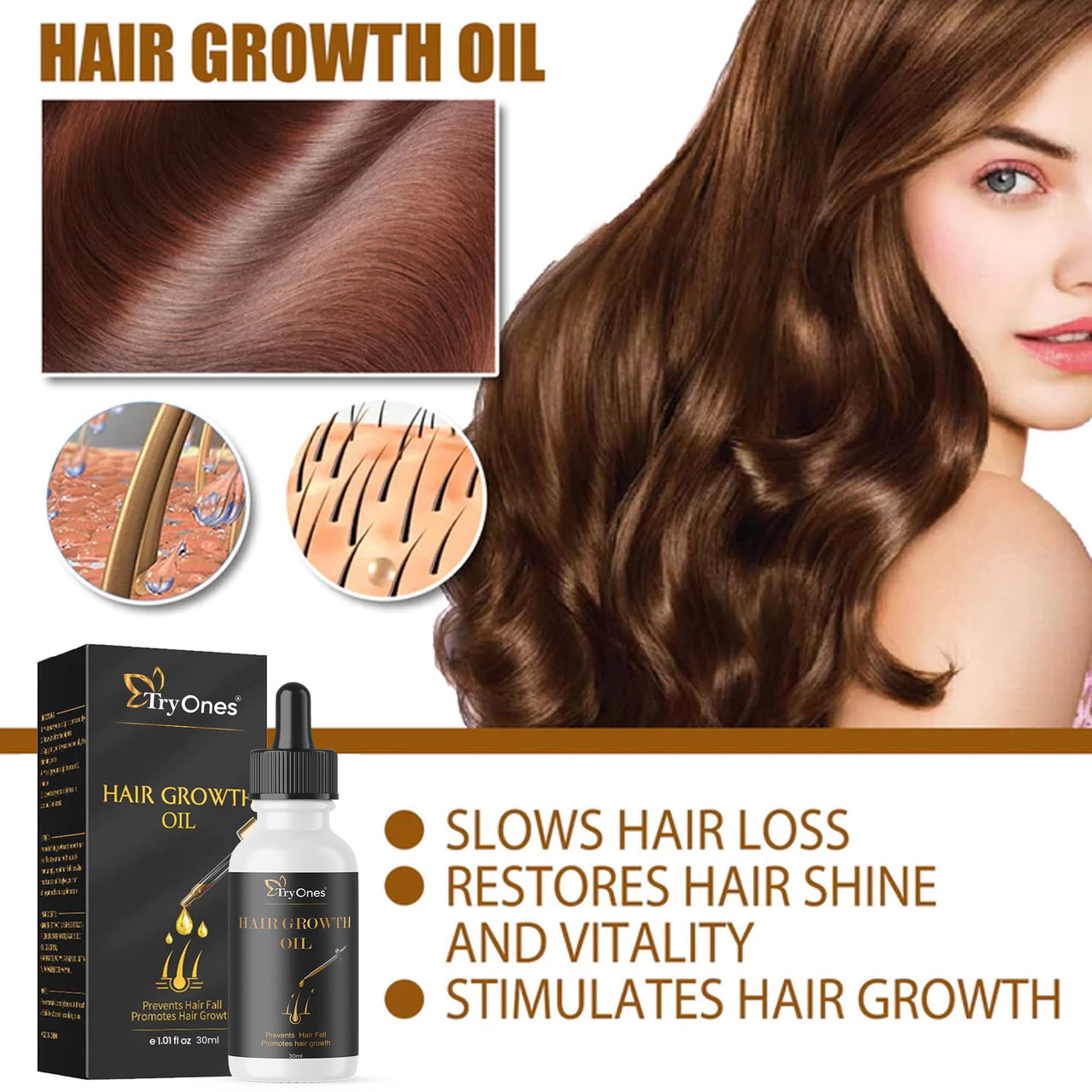 TryOnes Professional Hair Serum for Frizzy Hair||Serum for Women & Men||All Hair Types for Frizz-free, Smooth & Glossy Hair||Hair Growth Oil Serum_30ML