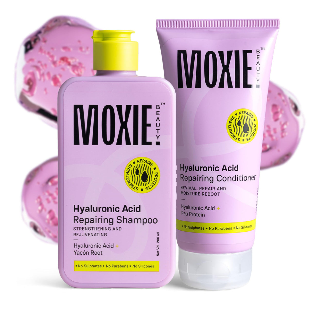 Moxie Beauty HydroRepair Wash Duo | Sulfate-Free Shampoo & Protein-Enriched Conditioner | Deep Hydration & Strengthening | Frizz Control & Damage Repair | 200 ml + 175ml
