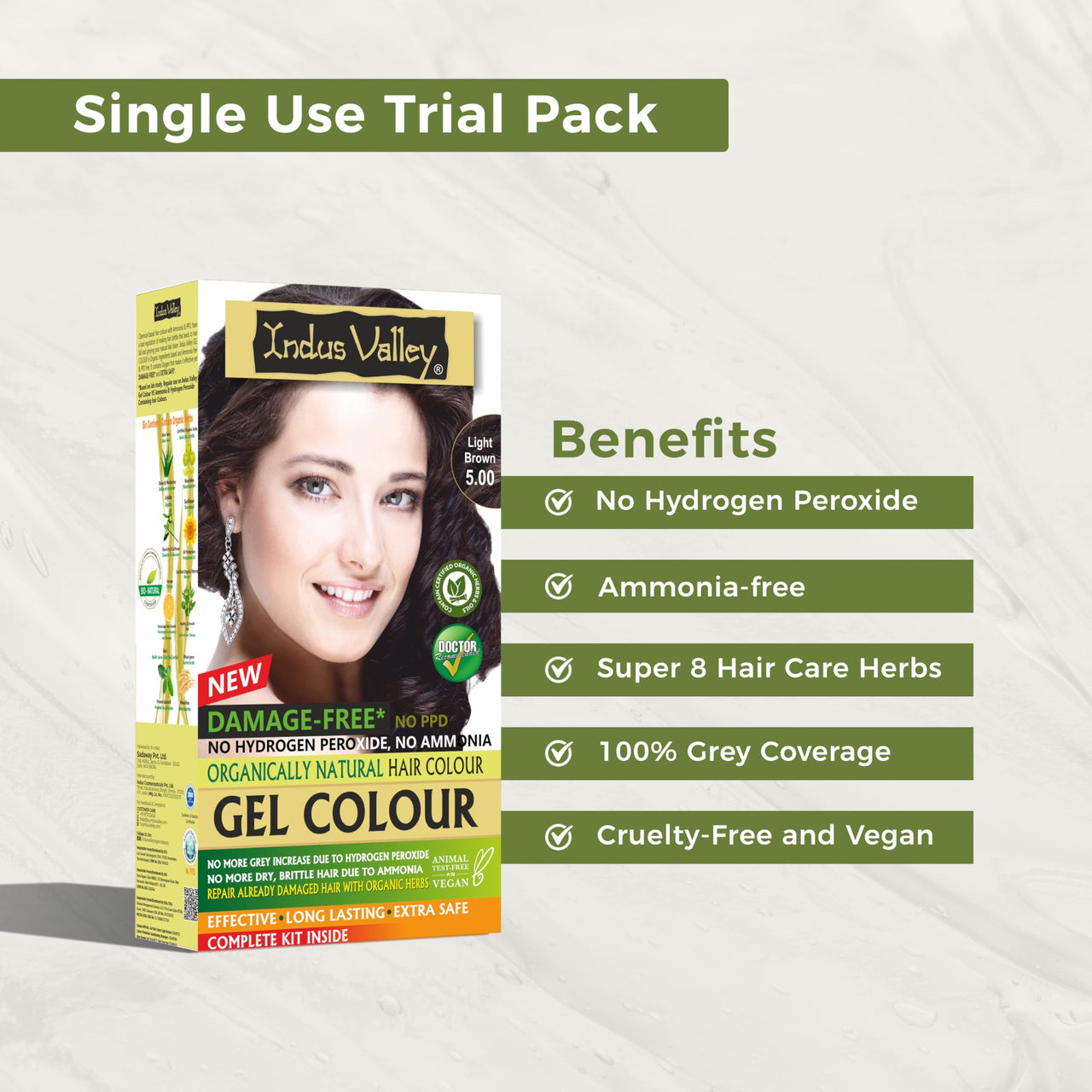 INDUS VALLEY Hair Color Trial Pack | Light Brown With Colour Protection Shampoo (200 ml)