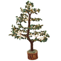 Green Aventurine Gemstone Tree of Life - Crystal Tree for Positive Energy, Feng Shui Decor - Handmade Chakra Tree, Good Luck - Money Bonsai, Healing Stones, Meditation Accessories, Spiritual Gift Green Aventurine (Golden Wire)