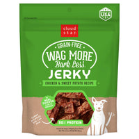 Cloud Star Wag More Bark Less Chicken & Sweet Potato Recipe Grain-Free Jerky Dog Treats 10 Ounce Bag, Model: 693804191113
