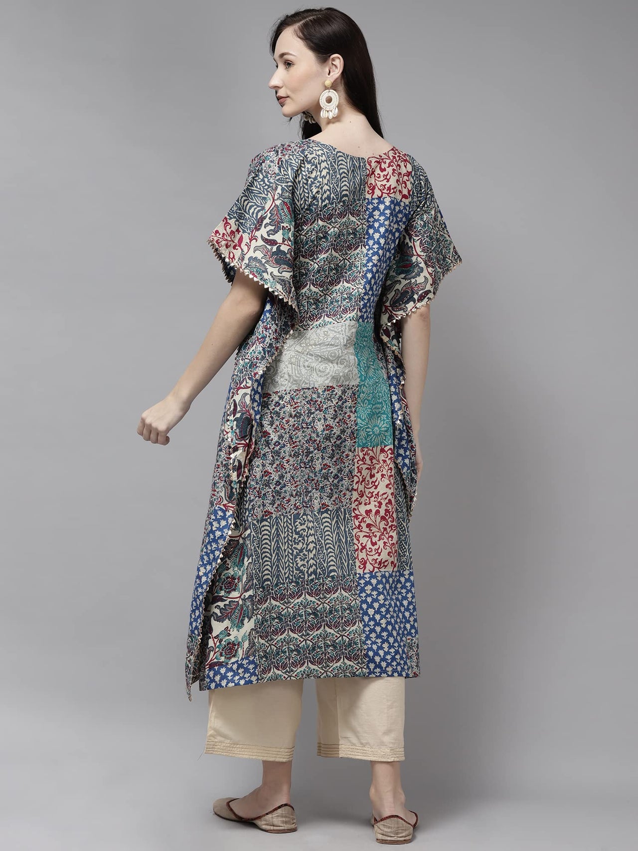 INDO ERA Women A-Line Polyester Kurta/Kurti S Navy Blue
