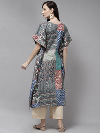 INDO ERA Women A-Line Polyester Kurta/Kurti S Navy Blue