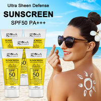 Globus Naturals Sunscreen with Ultra Sheen Defense, SPF 50 PA+++, UVA & UVB Protection, Lightweight & Non-greesy Formula, Normal to Oily Skin, 50 gm (Pack of 5)