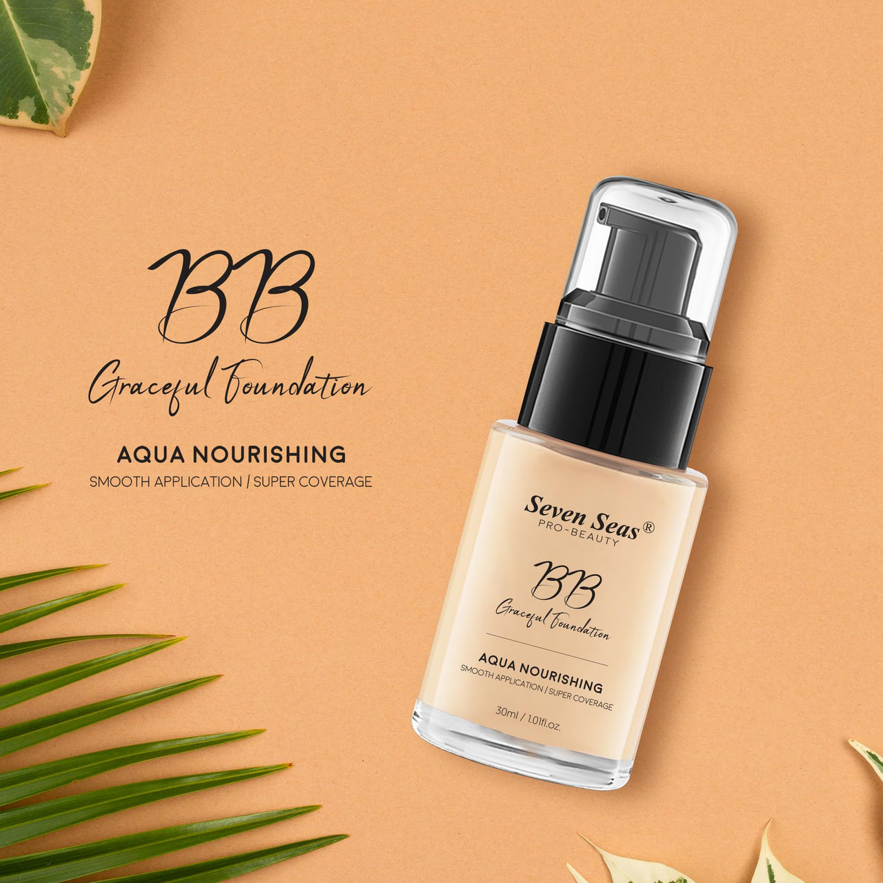 Seven Seas BB Gracefull Foundation | Aqua Nourishing Foundation for Face Makeup | Smooth Application | Full Coverage Foundation for Women (Nude-30ML)