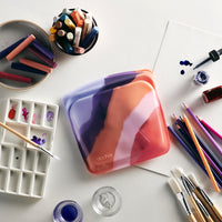 Stasher Reusable Silicone Storage Bag, Food Storage Container, Microwave and Dishwasher Safe, Leak-free, Sandwich, Purple Wave