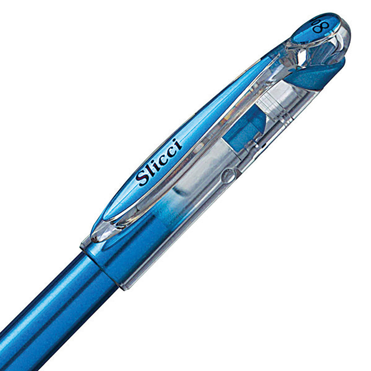 Pentel Arts Slicci Metallic 0.8 mm Needle Tip Gel Pen, Metallic Blue Ink, Box of 12 (BG208-MC) 0.8mm 12 Count (Pack of 1)