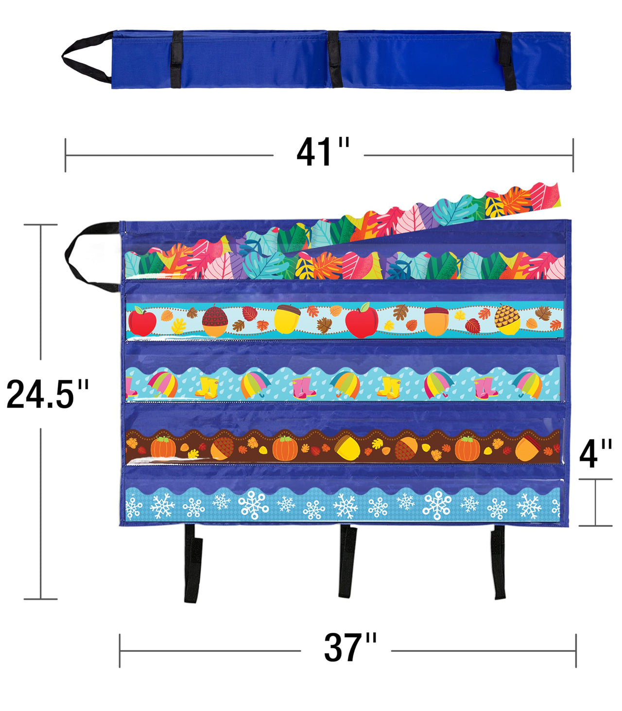 Carson Dellosa Teacher Bulletin Board Border Storage, Foldable Border Storage Pocket Chart-Organize Bulletin Board Borders and Wall Borders, Border Storage with Pockets (41" x 24.5")