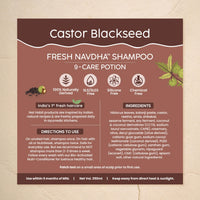 Nat Habit Castor Blackseed Navdha Shampoo - Natural Cleanser for Men, Enhances Immense Shine, Retains and Imparts Moisture, For Strong & Sunny Shine Hair, 250ml