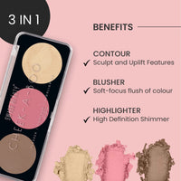 Swiss Beauty Cheek- A- Boo Face Palette With Blusher, Contour And Highlighter | Highly Pigmented And Easy To Blend Shades | Shade - 03, 8Gm|