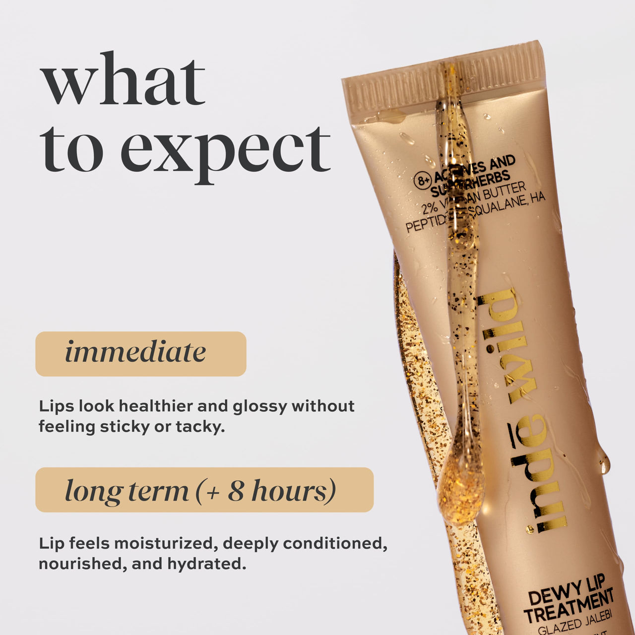 indē wild Glazed Jalebi (15ml) Dewy Lip Balm | Lasts for 8+ hours | With Natural Desi Ghee, Hyaluronic Acid, Squalene & Peptides | Deep Hydration & Repairs Fine Lines | Korean Fomrulation | Non-Sticky