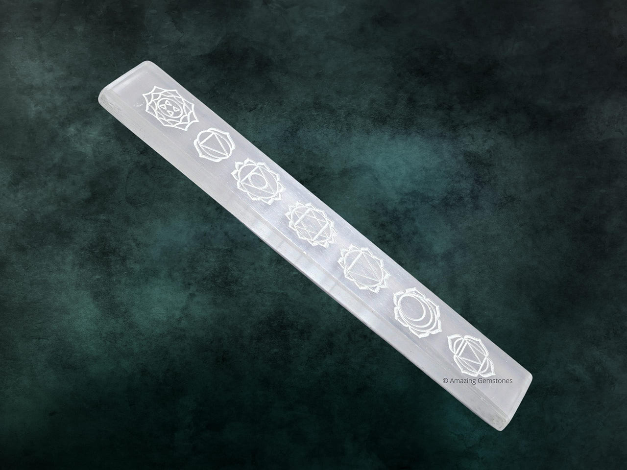 Selenite Crystal Charging Plate For Crystals And Healing Stones, 7.5" Selenite Crystal Plate Engraved Chakra Coaster For Home Office Table Decor (Selenite Stick) Rectangle