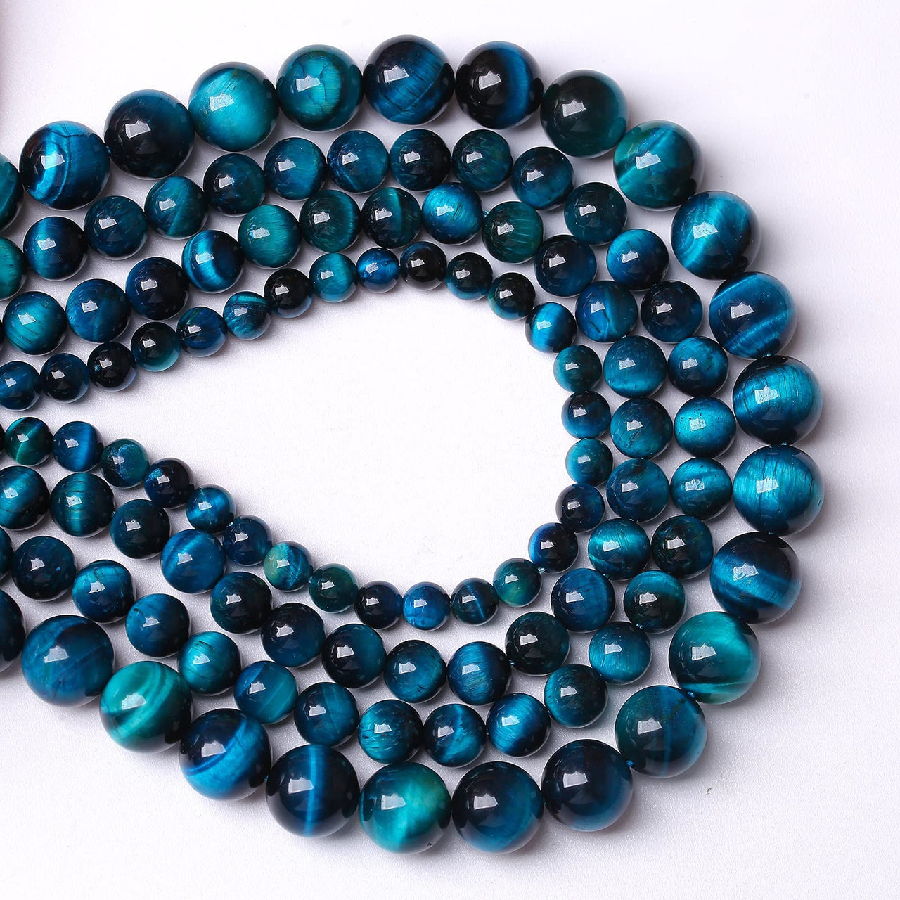 Blue Tiger Eye Gemstone Loose Beads Natural Round Crystal Energy Stone Healing Power for Jewelry Making 8mm 48pcs 1 Strand 15" (Blue Tiger Eye, 8mm) Blue Tiger eye