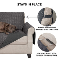 Furhaven Water-Resistant & Reversible Chair Cover Protector for Dogs, Cats, & Children - Quilted Polka Paw Living Room Furniture Cover - Gray, Chair Reversible Polka Paw Gray