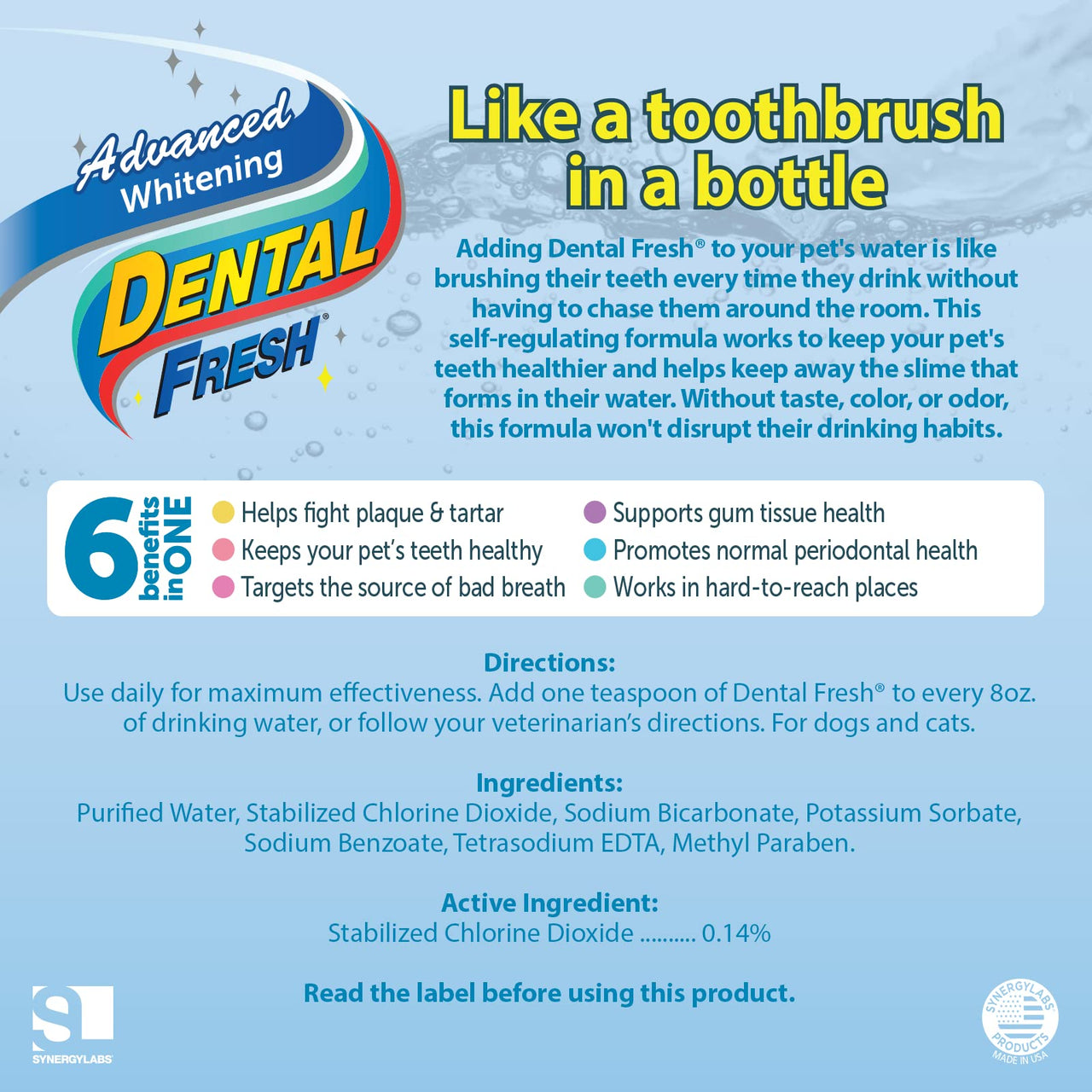 Dental Fresh Advanced Whitening Water Additive, 17oz – Dog Breath Freshener Formula to Hep Overall Dog Dental Care and Brighten Teeth 17 Fl Oz (Pack of 1)