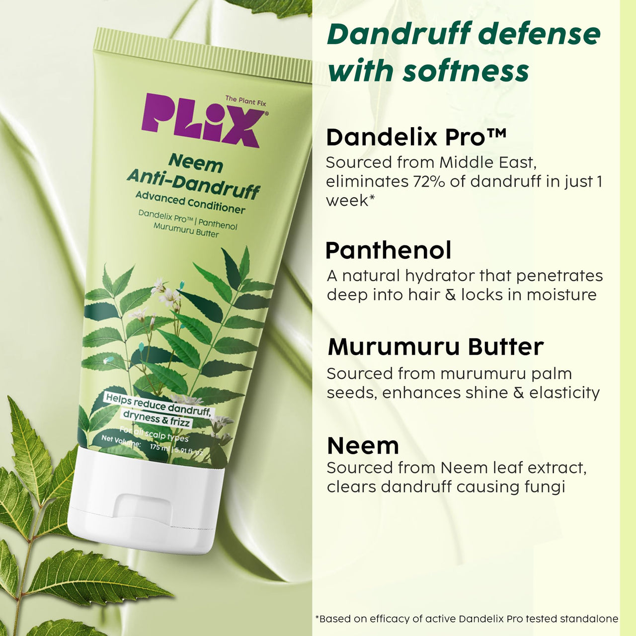 PLIX - THE PLANT FIX Neem Anti-Dandruff Advanced Kit | Shampoo (200ml), Serum (50ml), Conditioner (175ml) | Reduces Dandruff & Scalp Itching | Piractone Olamine & 3% Dandelix Pro™
