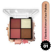 Hilary Rhoda Flawless Forever Face Palette | Highlighter, Contour & 2 Blushes | All-in-one Face Makeup Kit | Highly Pigmented & Long Lasting Face Palette | 11.2g (Light - Shade 01)