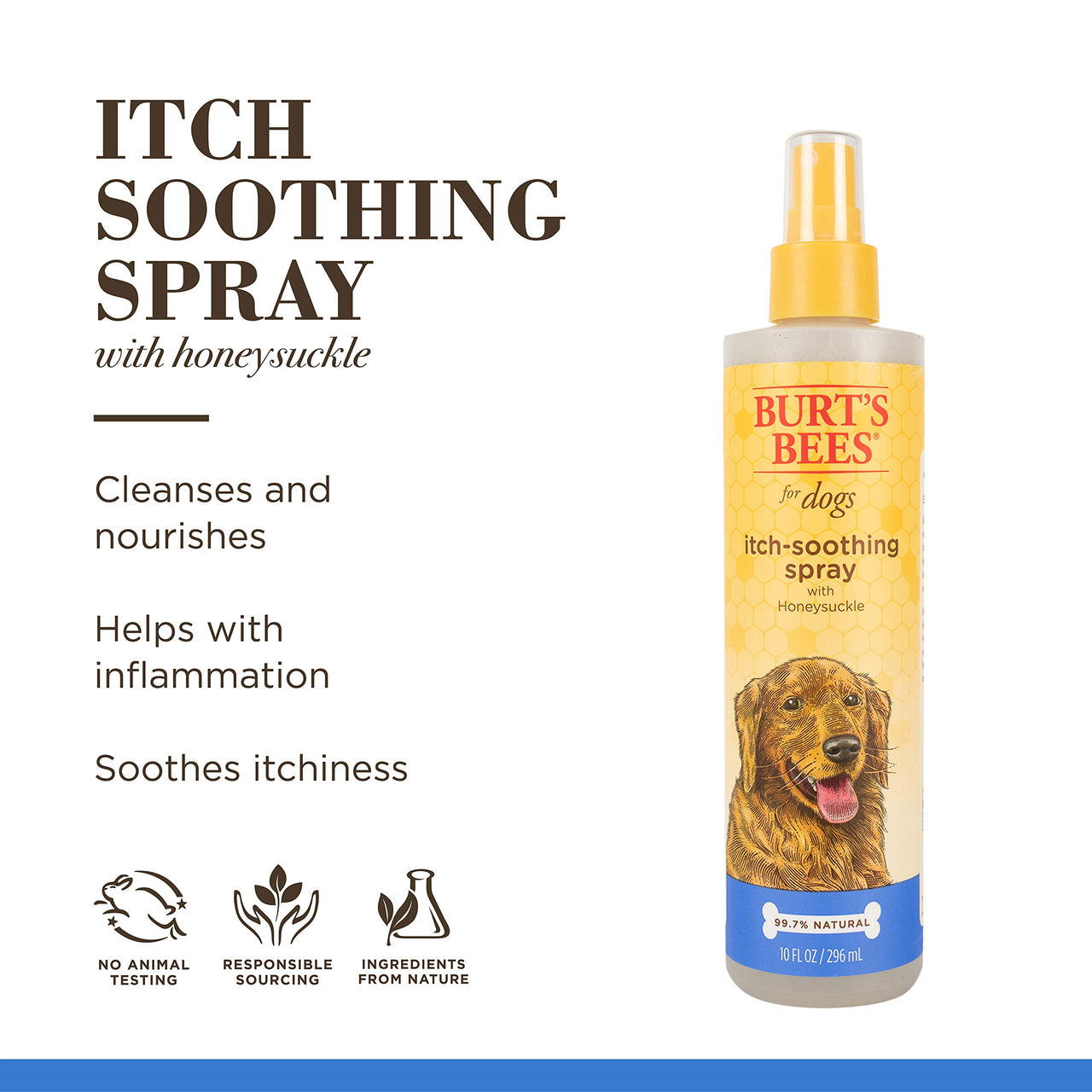 Burt's  Bees for Pets Dogs All-Natural Itch Soothing Spray with Honeysuckle | Best Anti-Itch Spray For All Dogs And Puppies With Itchy Skin | 10 Ounces - Pack of 2 10 oz - 2 Pack