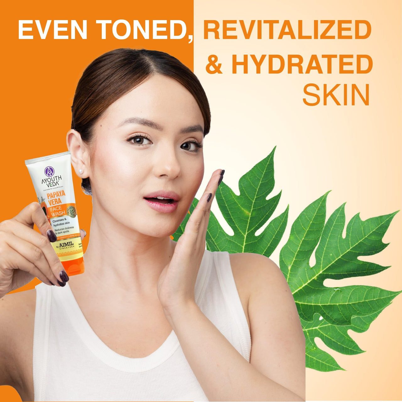 Ayouthveda Papaya Vera Face Wash with Real Papaya Extract | Deep Cleanser for Dry to Normal Skin | Removes Dullness, Dark Spots, & Impurities | Sulfate-Free Gentle Formula | (100 g)