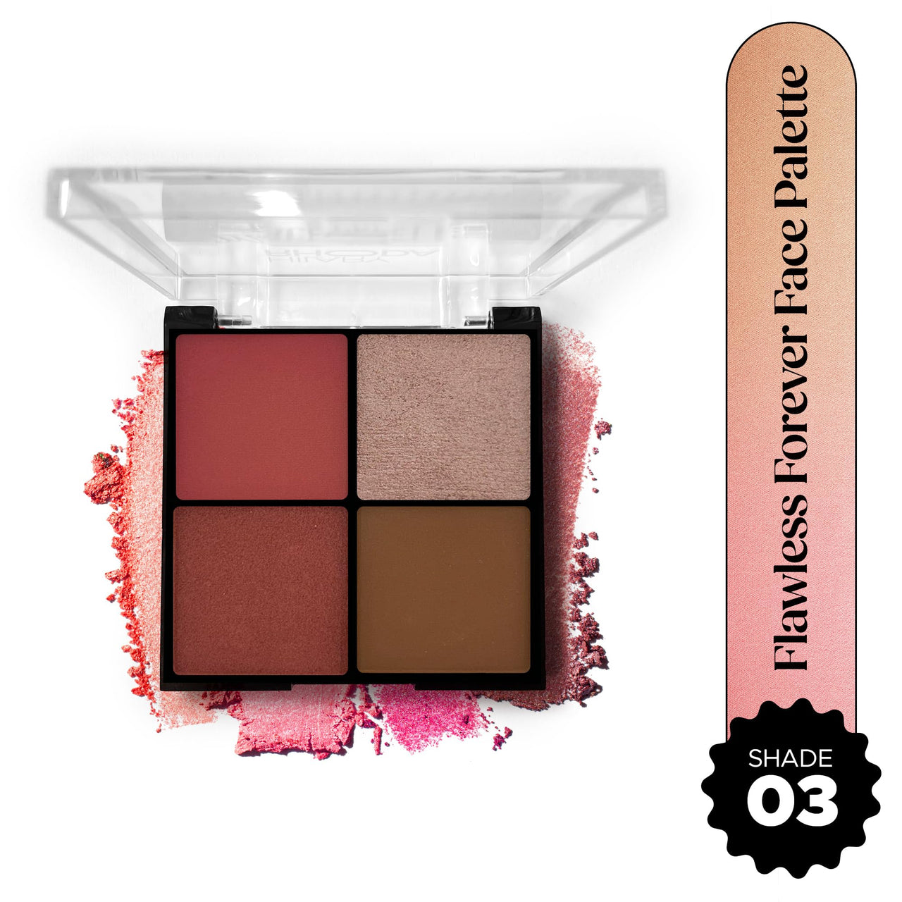 Hilary Rhoda Flawless Forever Face Palette | Highlighter, Contour & 2 Blushes | All-in-one Face Makeup Kit | Highly Pigmented & Long Lasting Face Palette | 11.2g (Dark- Shade 03)