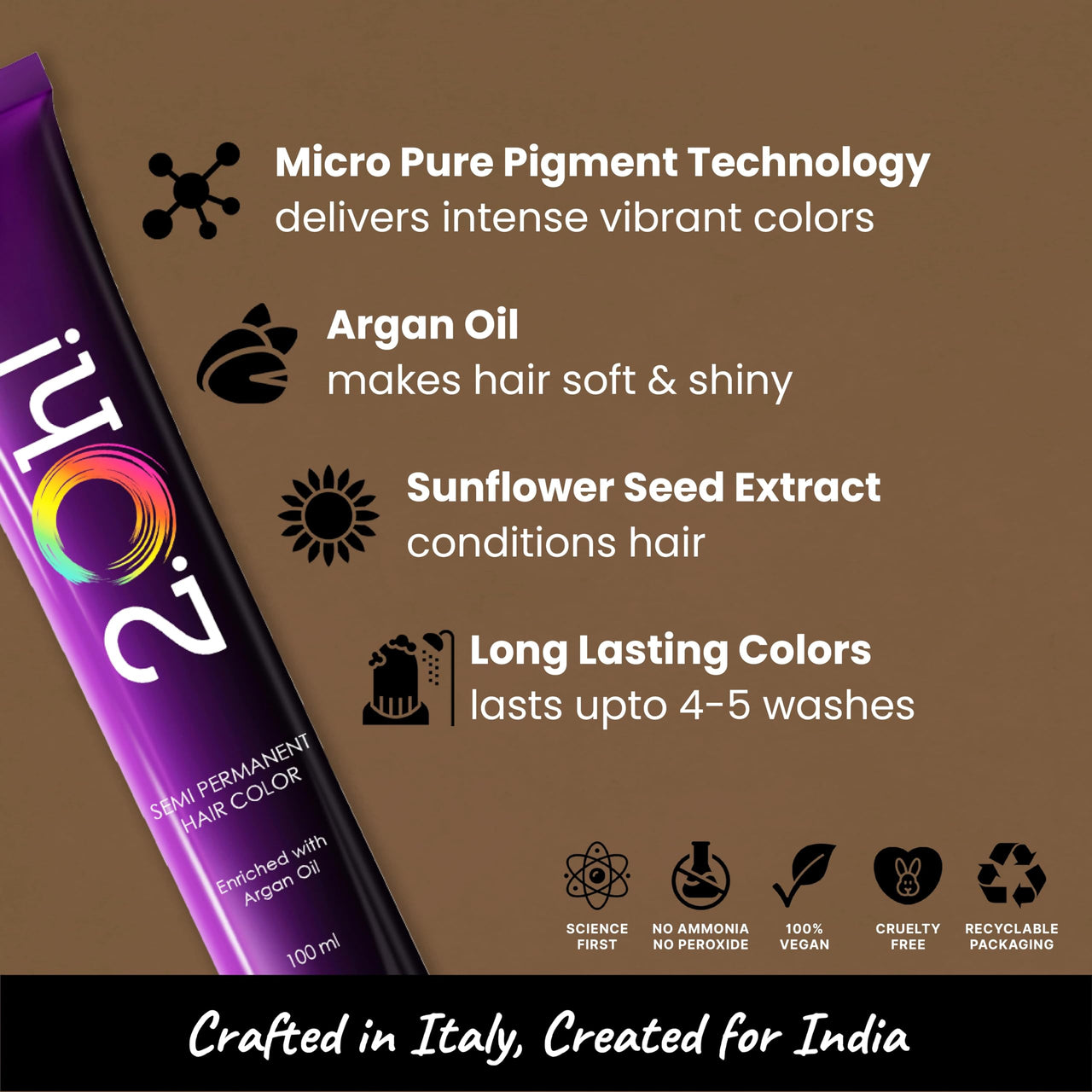 2.Oh! Italian- Toffee Brown Hair Color For Women & Men | Ammonia-Free DIY Semi Permanent Hair Color | Enriched with Argan Oil | Lasts upto 4-5 Washes | Pack of 2