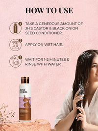 Just Herbs Castor Conditioner with Onion Black Seed Oil & Bhringraj for Hair Growth, Hair fall Control & Colour Treated Hair - Suitable for Men & Women -100 ml