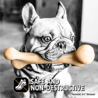 Pet Qwerks Dinosaur BarkBone - Nylon Dog Bone for Aggressive Chewers - Bacon Flavor - 6.5