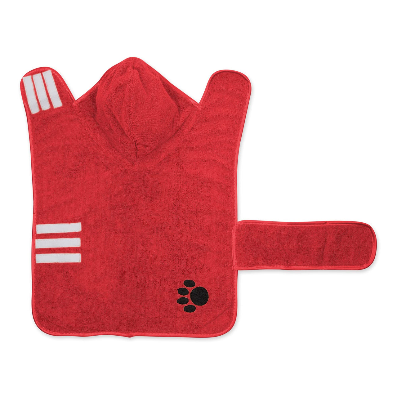 Bone Dry Pet Robe Collection, Embroidered Absorbent Microfiber Bath Robe with Adjustable Closure, for Dogs & Cats, Medium, Red